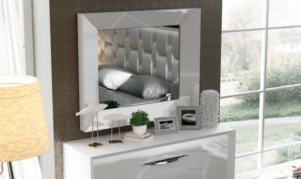 ESF Furniture Carmen Rectangle Mirror in High Gloss White Frame Finish - Image 2