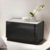 Jennifer Italia Volutes 2- Drawers Glass Top Nightstand in Gray