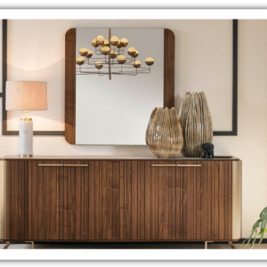Hera Rectangular Mirror in Channel Walnut Wood