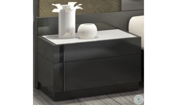 Jennifer Italia Volutes 2- Drawers Glass Top Nightstand in Gray - Image 4