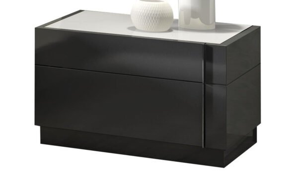 Jennifer Italia Volutes 2- Drawers Glass Top Nightstand in Gray - Image 5