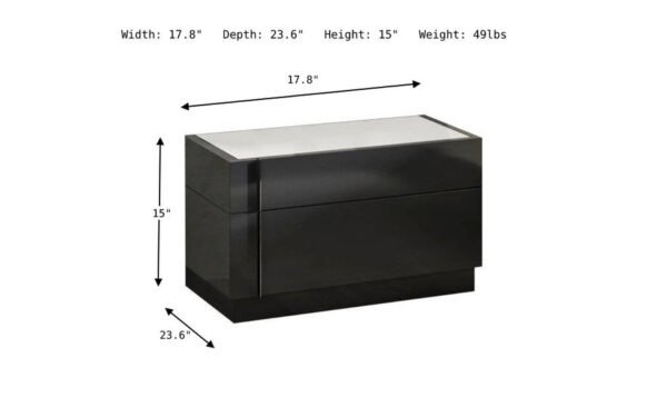 Jennifer Italia Volutes 2- Drawers Glass Top Nightstand in Gray - Image 11