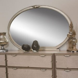 AICO Camden Court Oval Dresser Mirror in Taupe Metal Frame