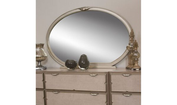 AICO Camden Court Oval Dresser Mirror in Taupe Metal Frame