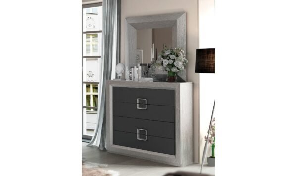 ESF Furniture Enzo Dresser Mirror in Silver Wood Frame - Image 4
