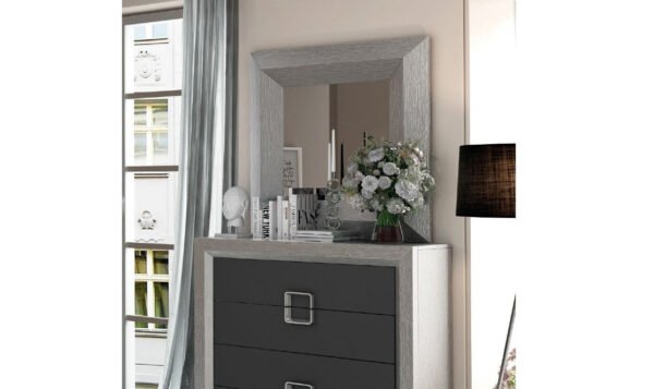 ESF Furniture Enzo Dresser Mirror in Silver Wood Frame