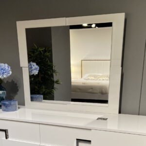 Jennifer Italia Octet Mirror in Glossy White Wood Frame Finish