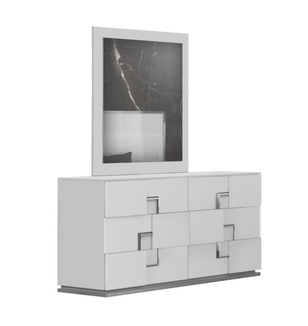 Jennifer Italia Octet Mirror in Glossy White Wood Frame Finish - Image 4