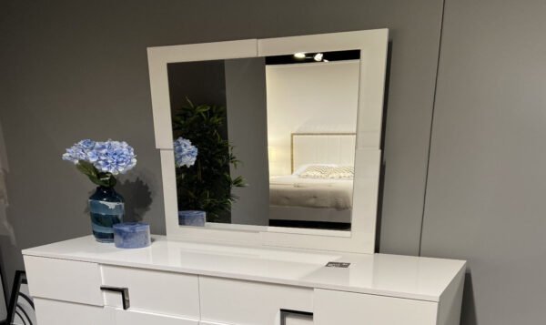 Jennifer Italia Octet Mirror in Glossy White Wood Frame Finish