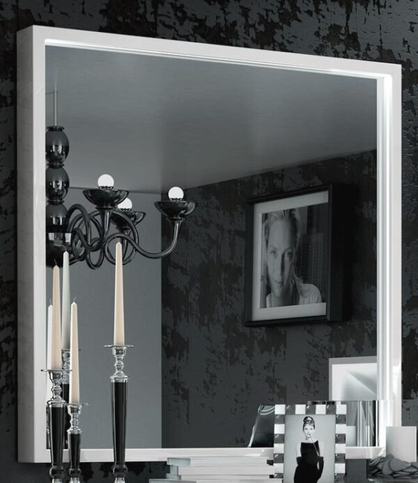 ESF Furniture Kiu Modern Lighted Mirror in White Wood Frame - Image 2