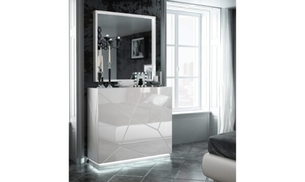 ESF Furniture Kiu Modern Lighted Mirror in White Wood Frame - Image 3