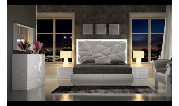 ESF Furniture Kiu Modern Lighted Mirror in White Wood Frame - Image 4
