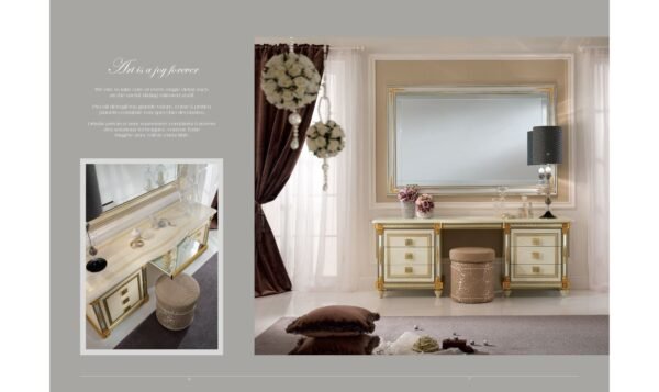 ESF Furniture Liberty Vanity Mirror in High Gloss White Lacquer Finish - Image 4