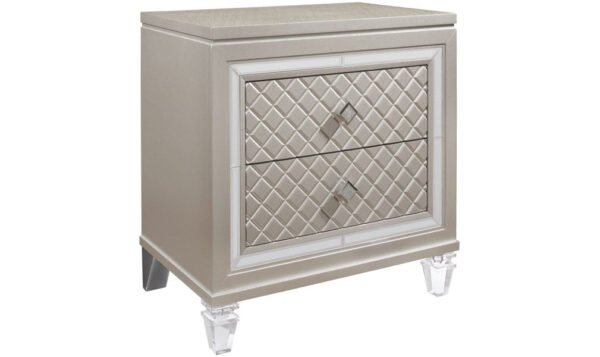 Global Furntirue Paris 2-Drawers Nightstand in Champagne - Image 2
