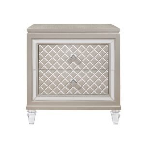 Global Furntirue Paris 2-Drawers Nightstand in Champagne
